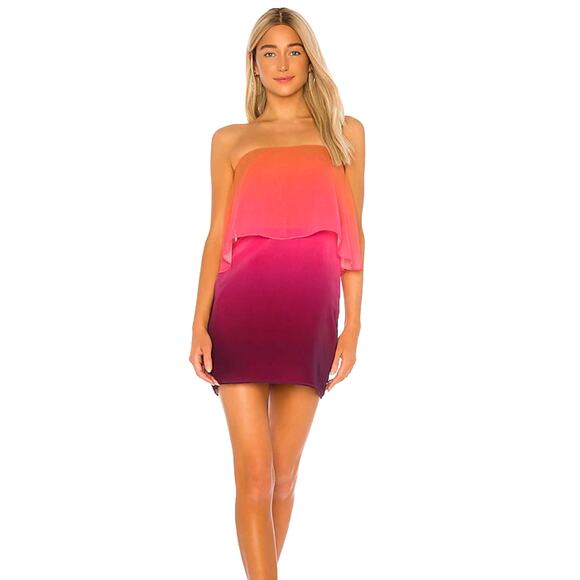 Amanda Uprichard Topanga Mini Dress in Ombre Size L Zip Back Closure - Picture 1 of 12